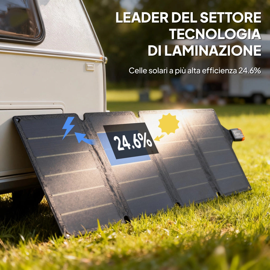 Caricabatteria Solare Pieghevole 36W ¨C Xylo ¨C Tipo-C, Impermeabile IP67, ETFE, Grigio