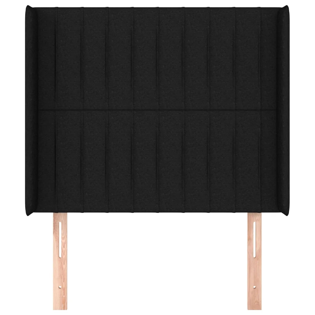 Testiera | Testata ad Orecchio Nera 83x16x118/128 cm in Tessuto