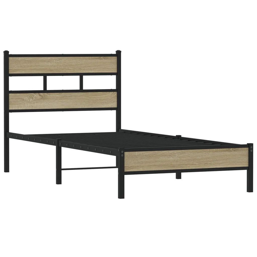 Letto singolo | Letto per adulti | Giroletto senza Materasso Rovere Sonoma 90x200 cm in Truciolato