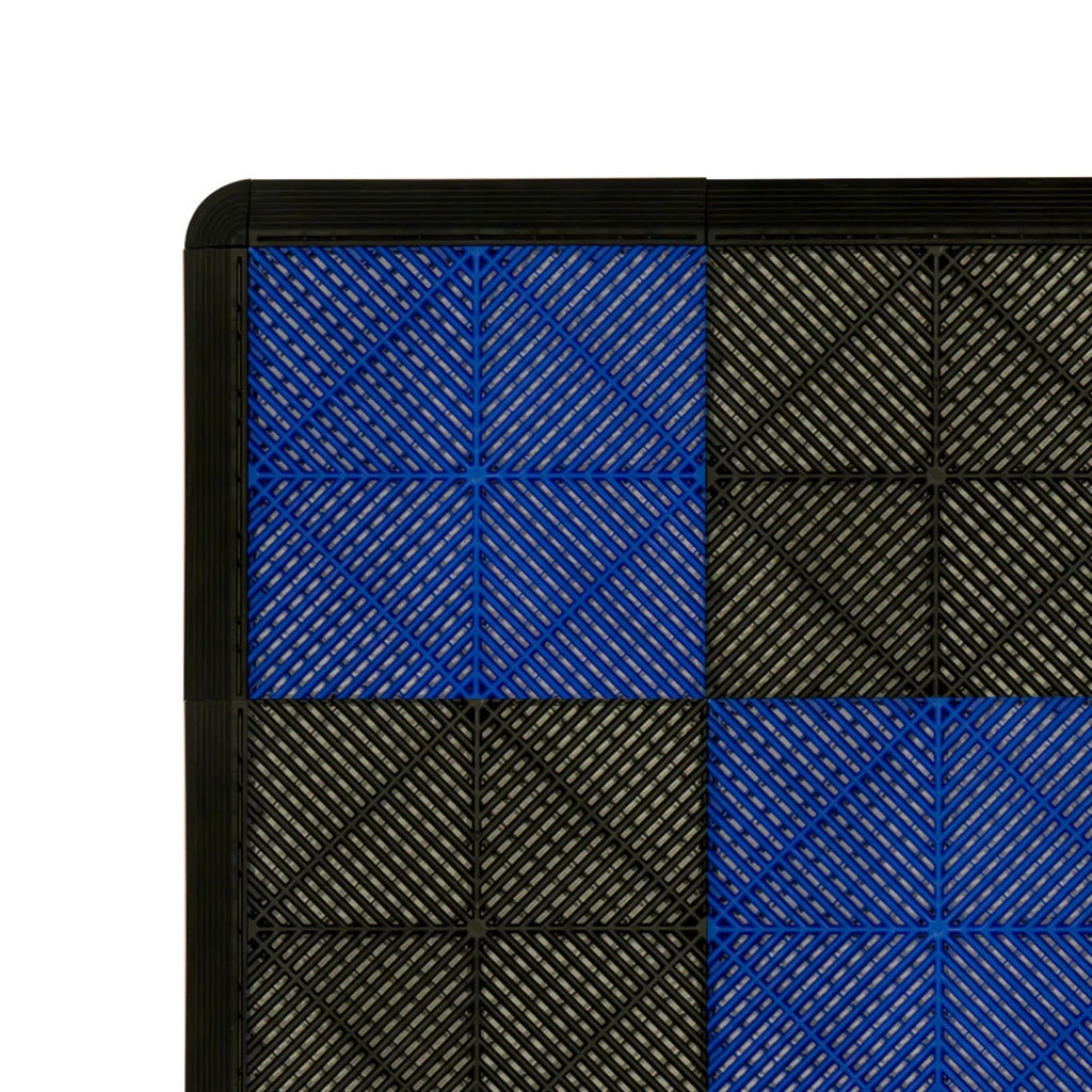 Piastrelle ventilate nere e blu 3,2m x 6m per garage e officine, antiscivolo.