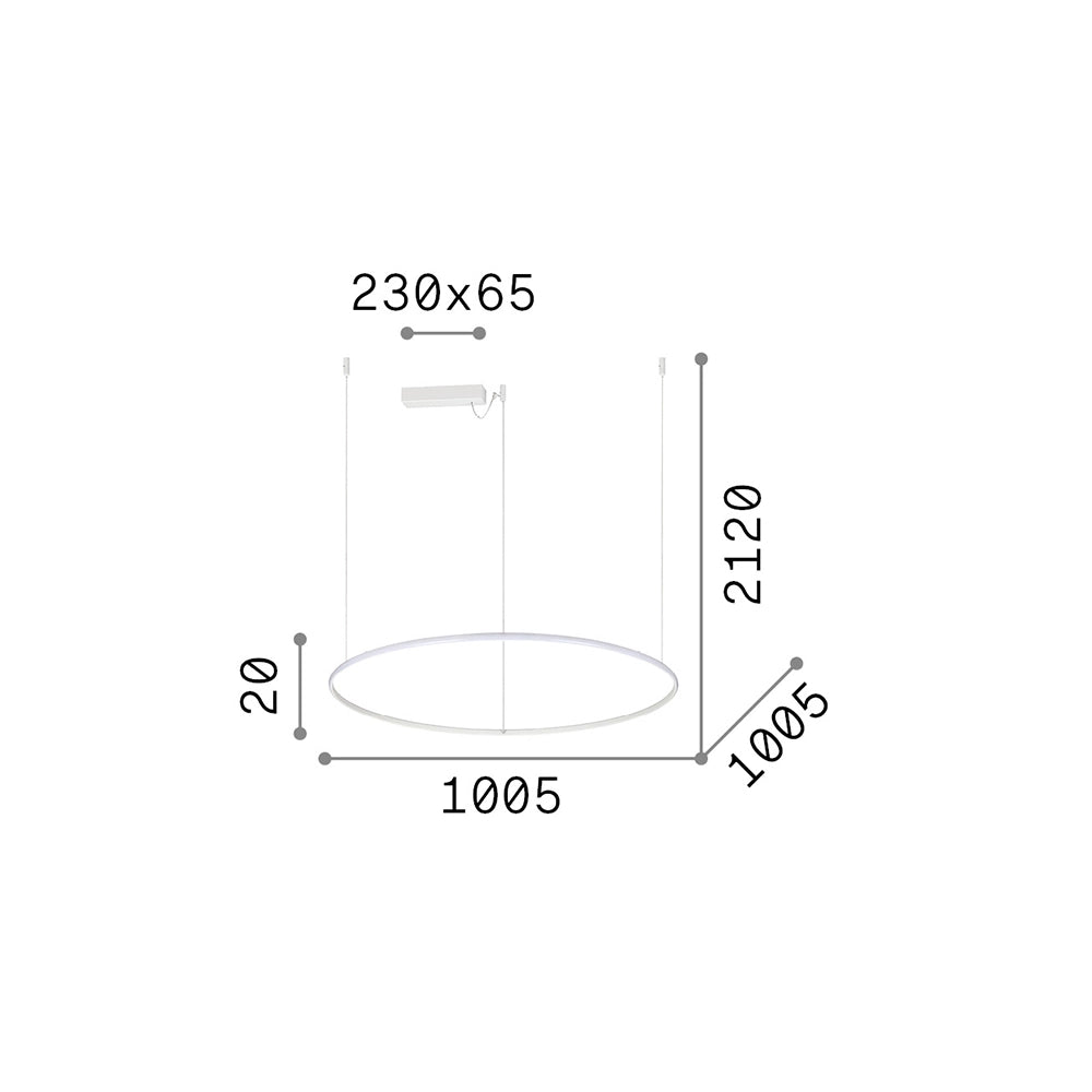 Sospensione Moderna Hulahoop Alluminio-Plastiche Bianco 1 Luce 46W 3000K D100Cm