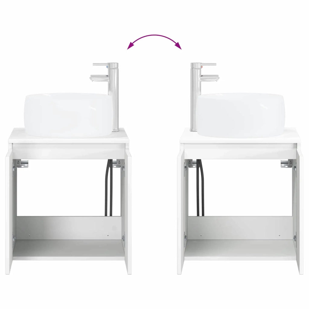 Mobile Lavabo | Armadio Lavabo da Parete Bianco Lucido 49,5 x 44,5 x 66 cm