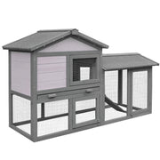 EasyComfort Conigliera Gabbia per Conigli in Legno da Esterno con Casetta, Spazio Aperto Recintato e Tetto 147x54x84cm