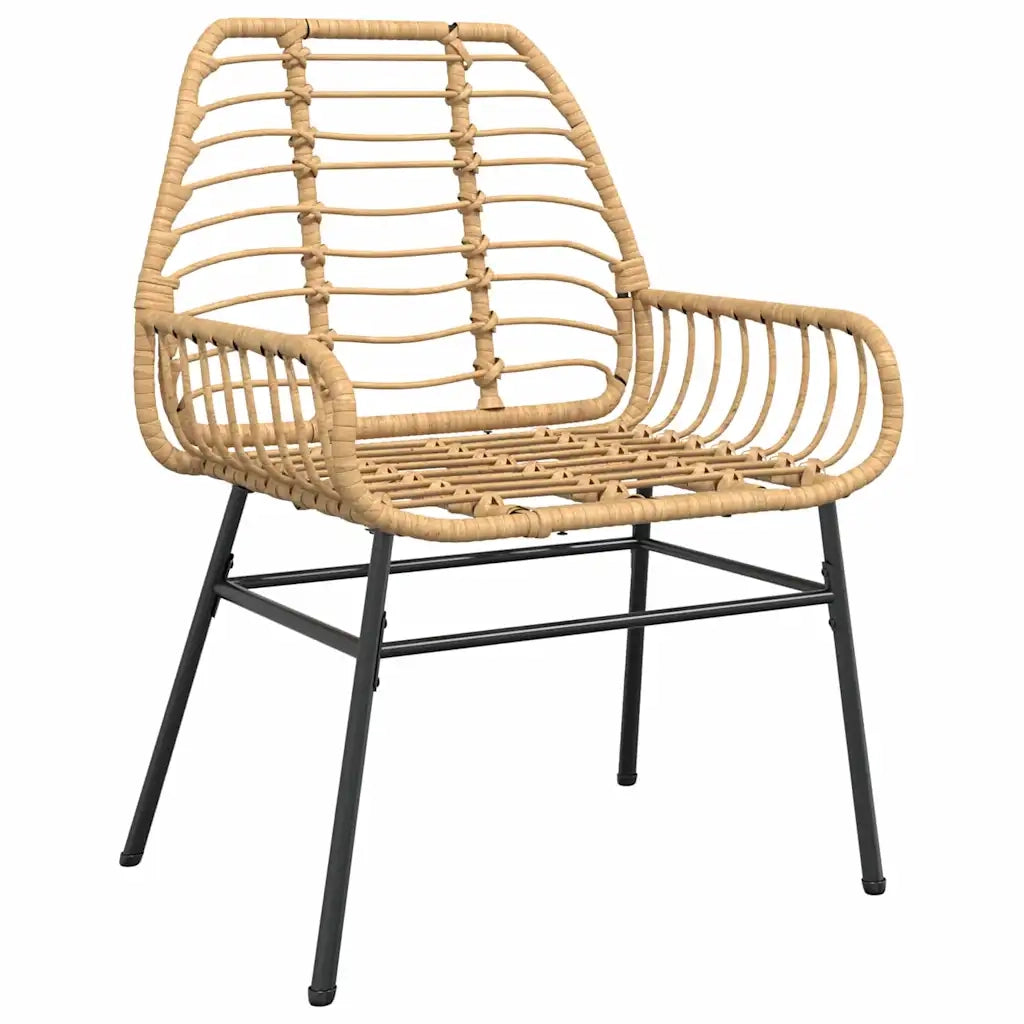 Set da Pranzo per Giardino 3 pcs Marrone polyrattan