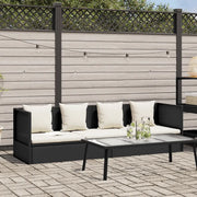 Lettino da Giardino con Cuscini in Polyrattan Nero 49391