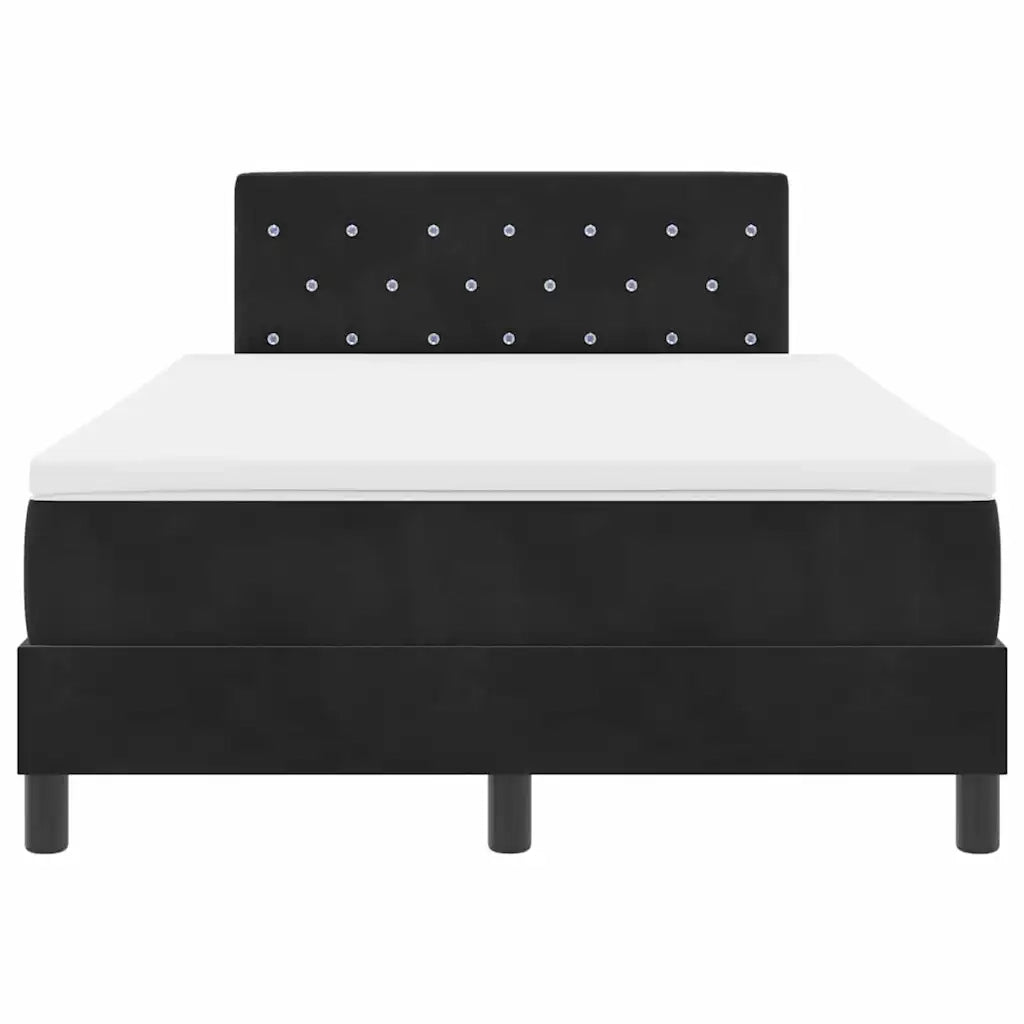 Letto a Sorgente LED con materasso Nero 120 x 190 cm Velluto 3342574