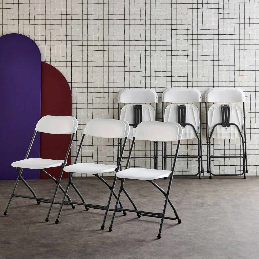 Set 6 sedie da ricevimento pieghevoli, bianco