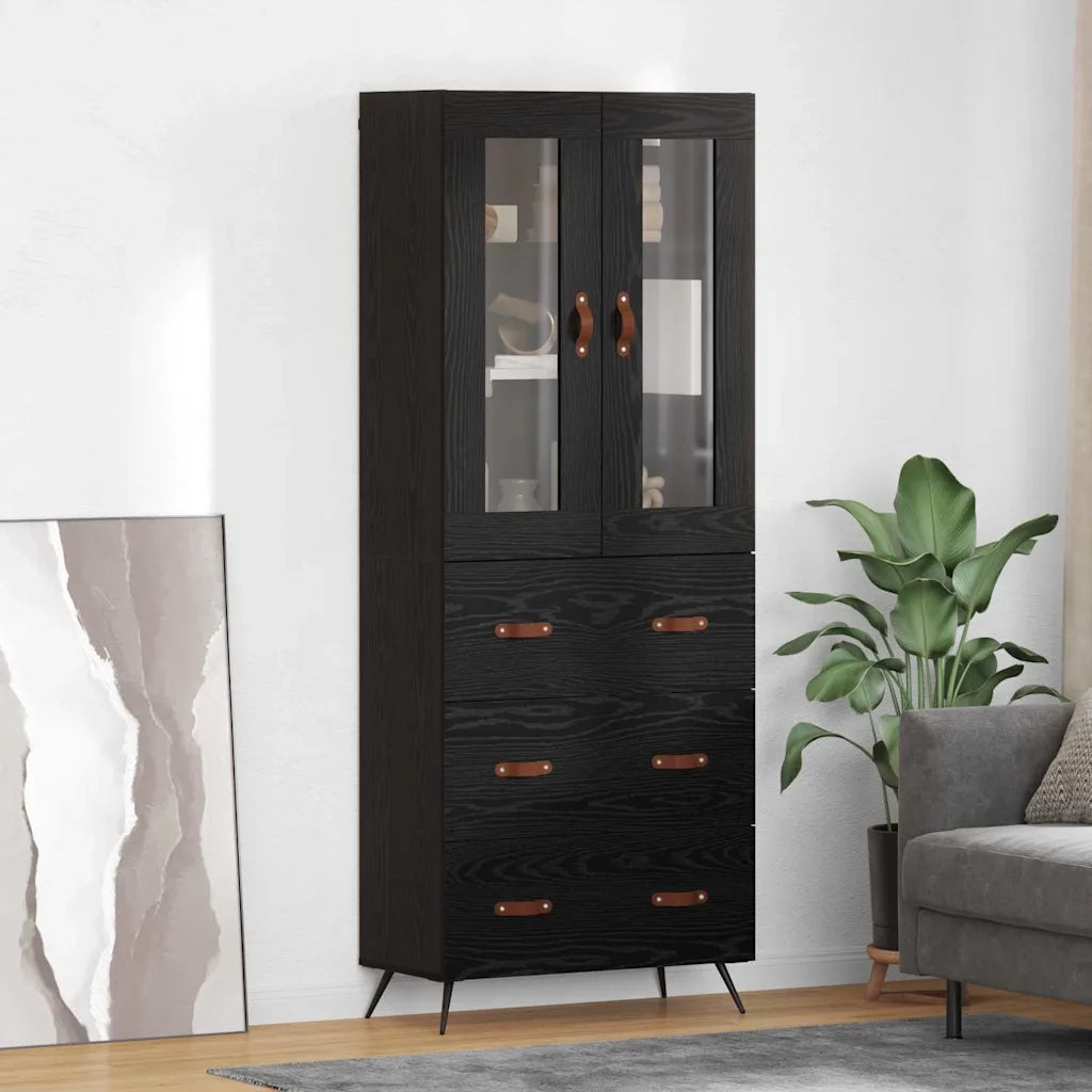 Armadietto alto con ripiano 2 pcs Rovere Nero Legno multistrato 3416071