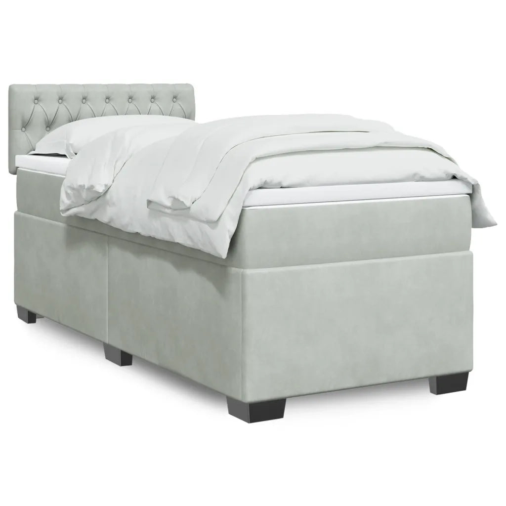 Giroletto a Molle con Materasso Grigio Chiaro 90x200 cm Velluto