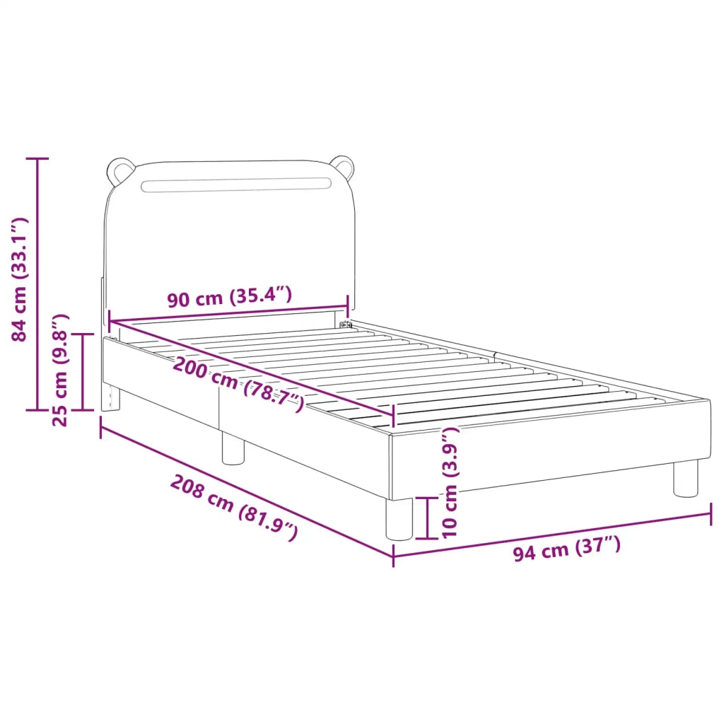 Struttura letto bambini con testata-Giroletto per bambini Nero 90 x 200 cm Tessuto 792370