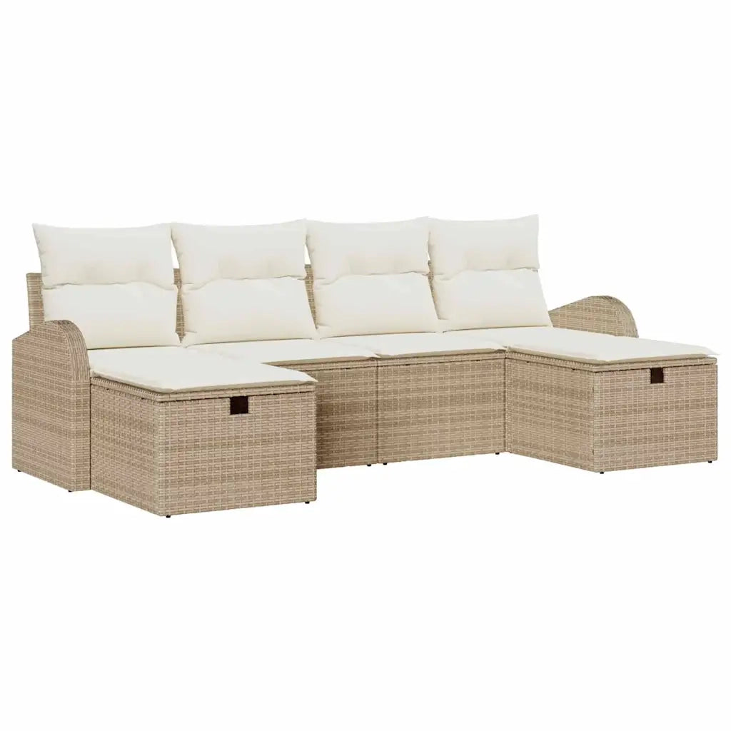 Set Divano da Giardino con cuscino 6 pcs Beige polyrattan 3360452