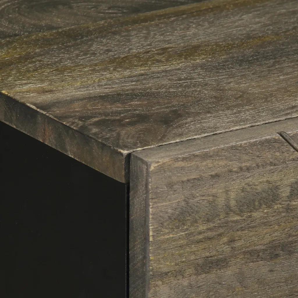 Comodino Nero 50x33x60 cm in Legno Massello di Mango 4017695