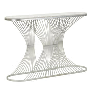 Console Stripe argento in ferro e marmo 120x35x79 cm