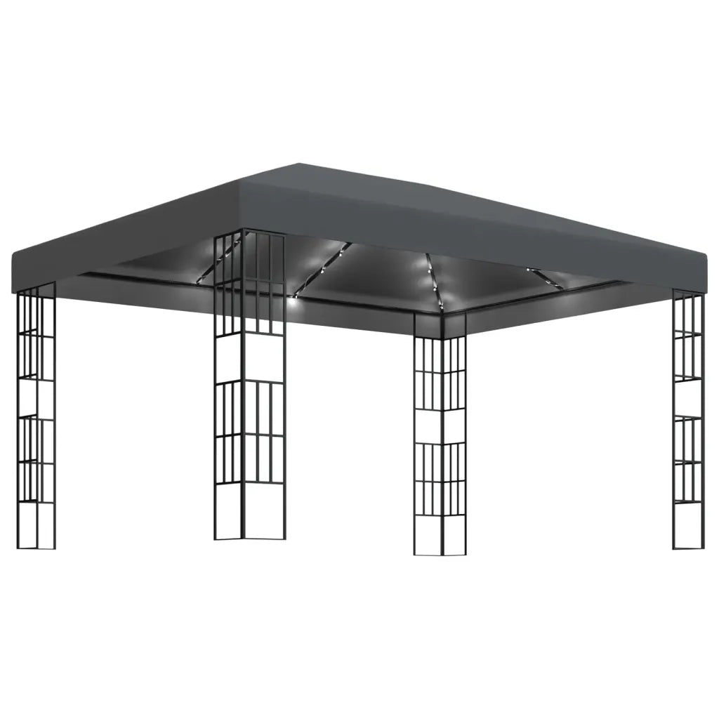 Gazebo | Pergolato con Stringa di Luci LED 3x4 m Antracite