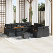 Set Divano da Giardino con cuscino 13 pcs Nero polyrattan 3365054