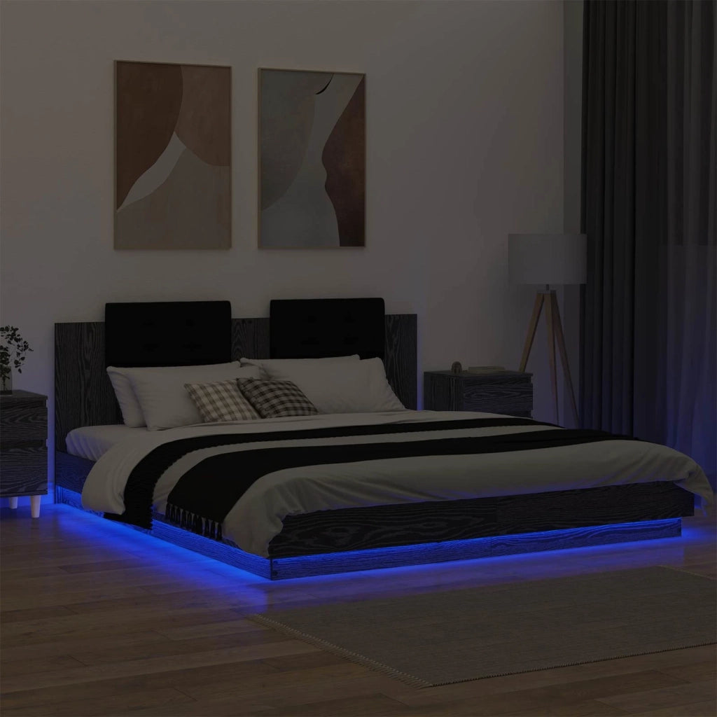 Struttura letto con testata Rovere Nero 200 x 200 cm 3416333