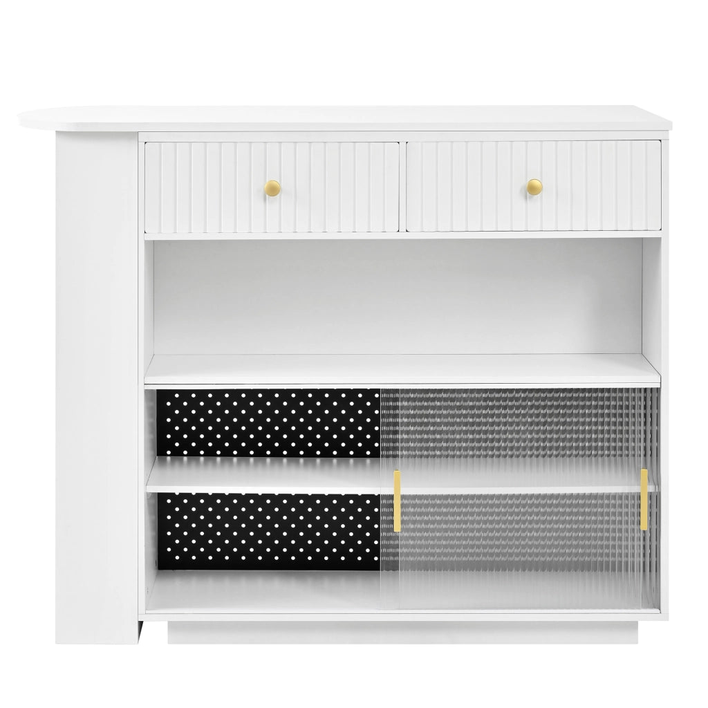 Tavolo Bar Allungabile ¨C MINIMAL ¨C Bianco, con LED e Vano Contenitore