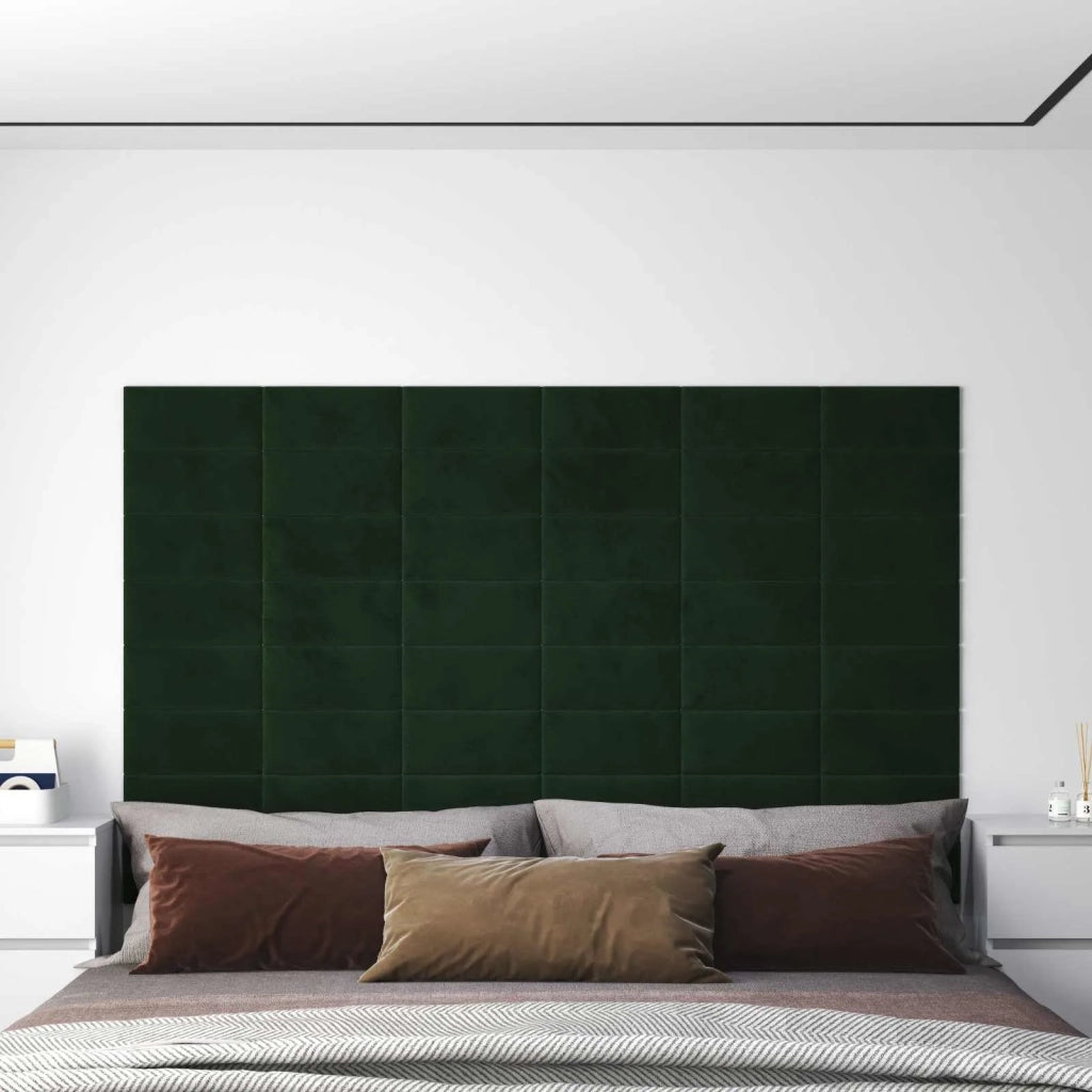 Testiera | Testata da Parete 12 pcs Verde Scuro Velluto