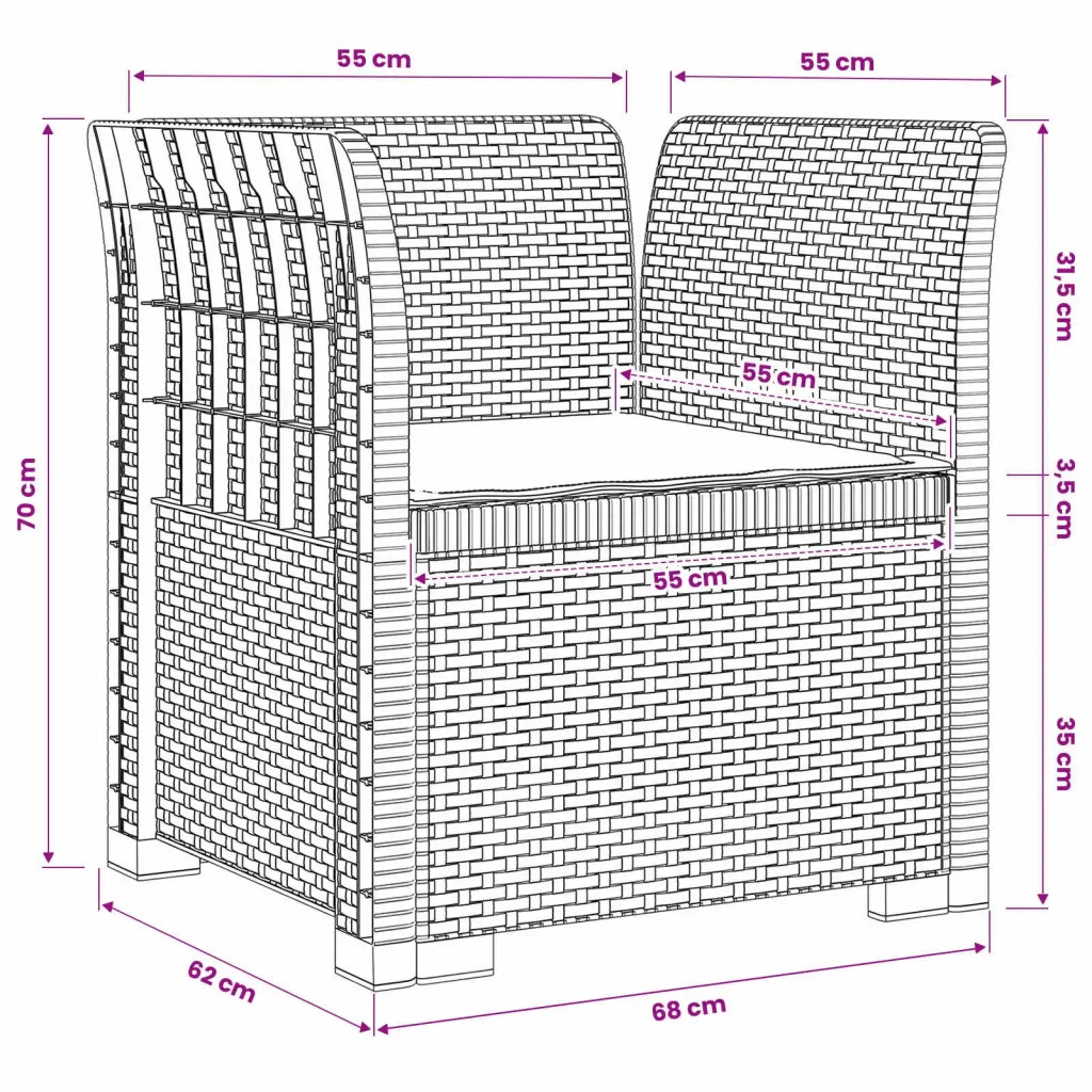 Poltrona a 1 Posto con Cuscino Aspetto Rattan PP Bianco 8011860