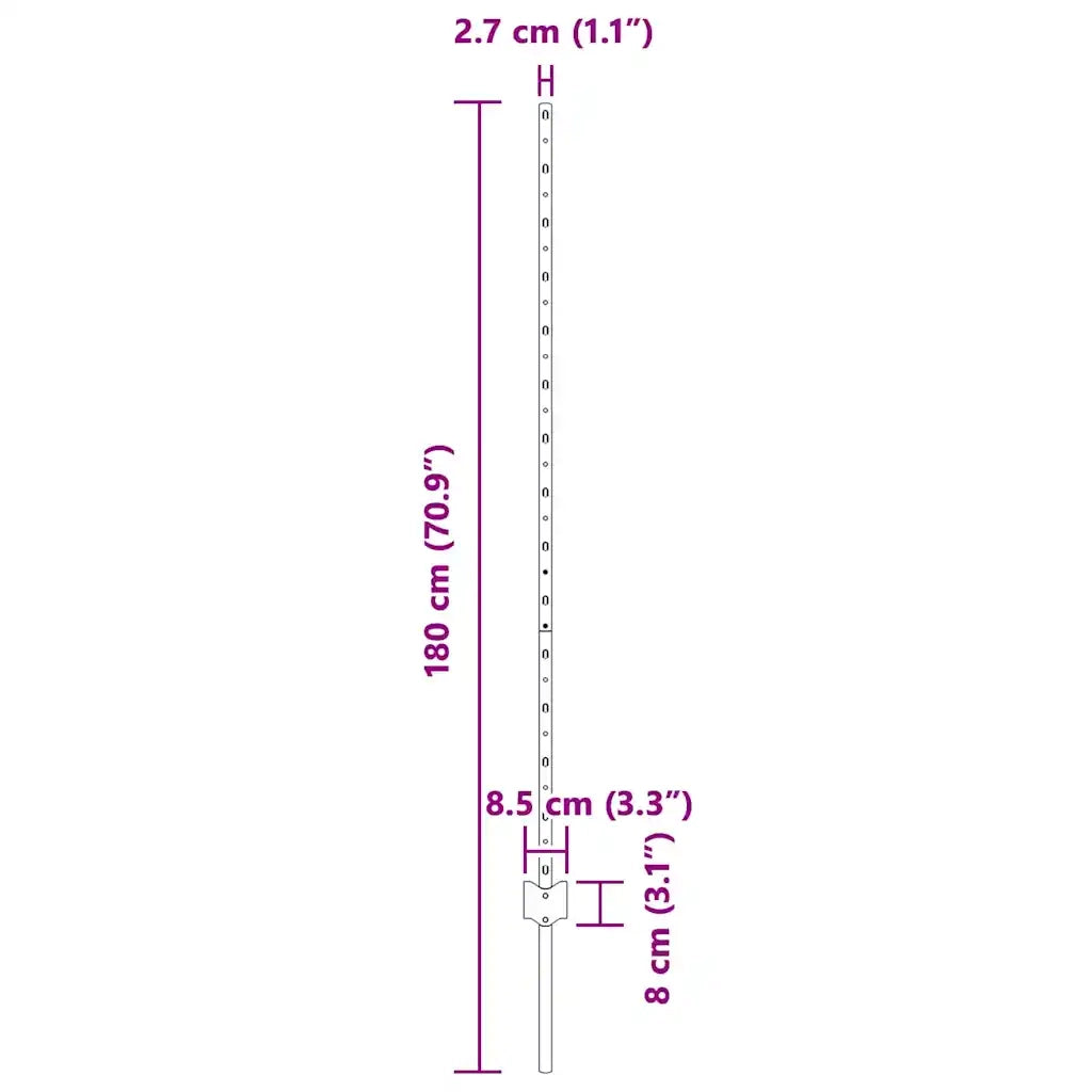 Palo della recinzione 5 pcs Verde 140 cm Acciaio 42006268