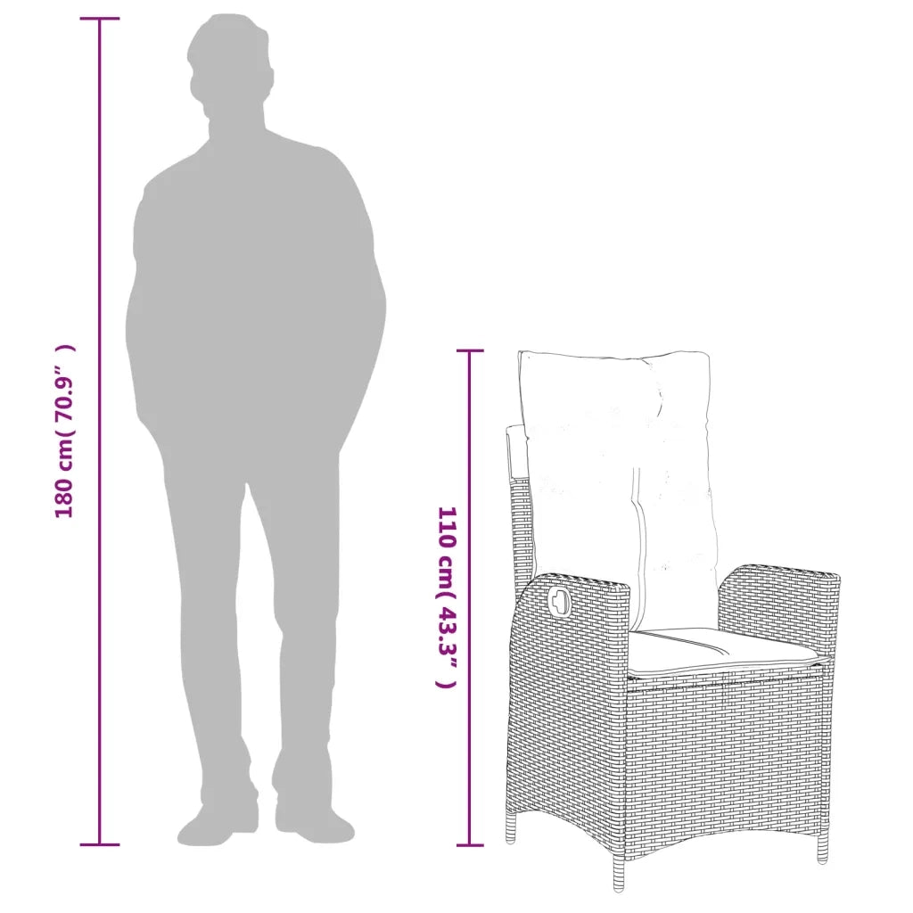 Set da Pranzo da Giardino 9 pz con Cuscini Beige in Polyrattan 3213146