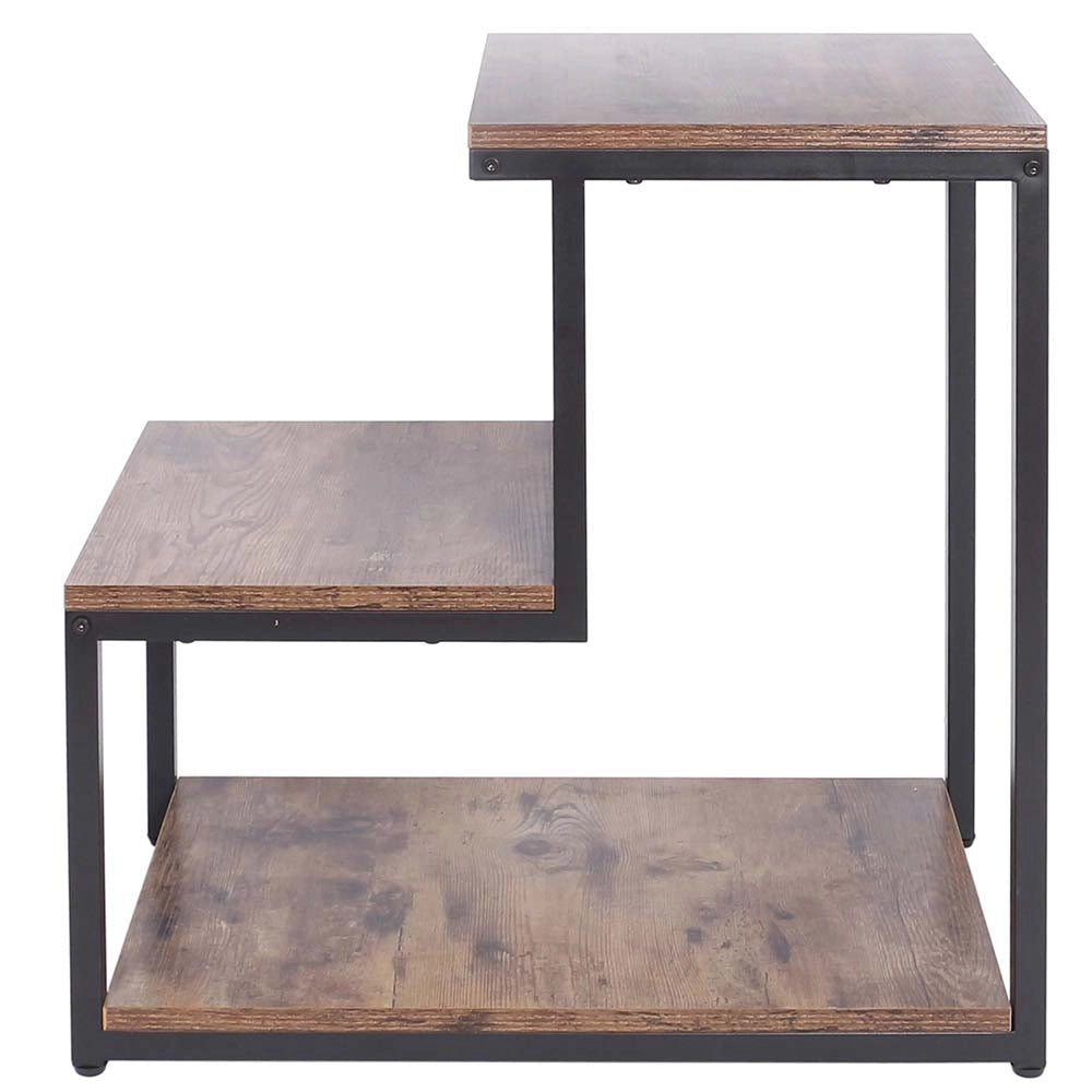 Tavolino Design Moderno Industriale 3 Ripiani Legno Metallo