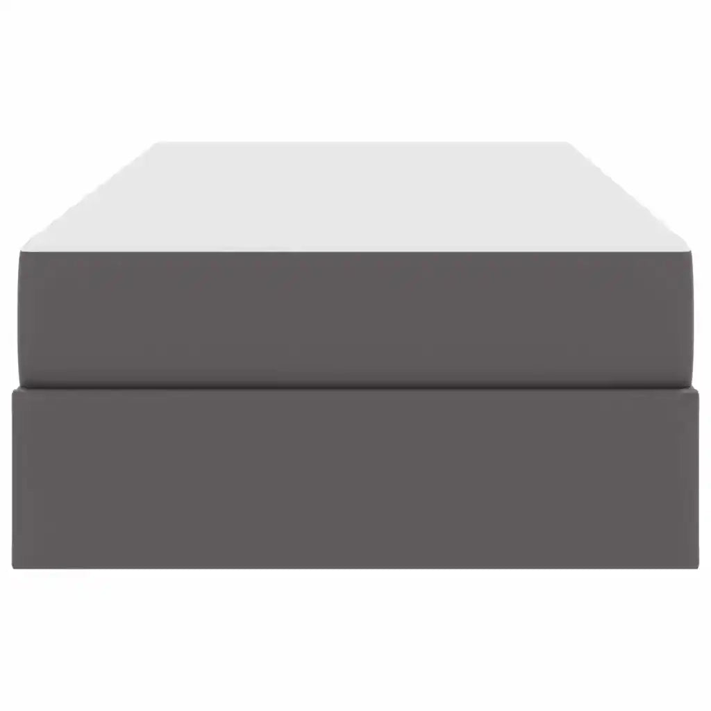 Letto con contenitore e materasso 2 pcs Grigio Pelle