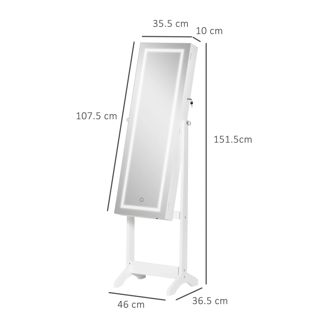 Specchio con Appendiabiti e Luce LED ¨C Minimal ¨C Grigio 46x36.5x151.5cm