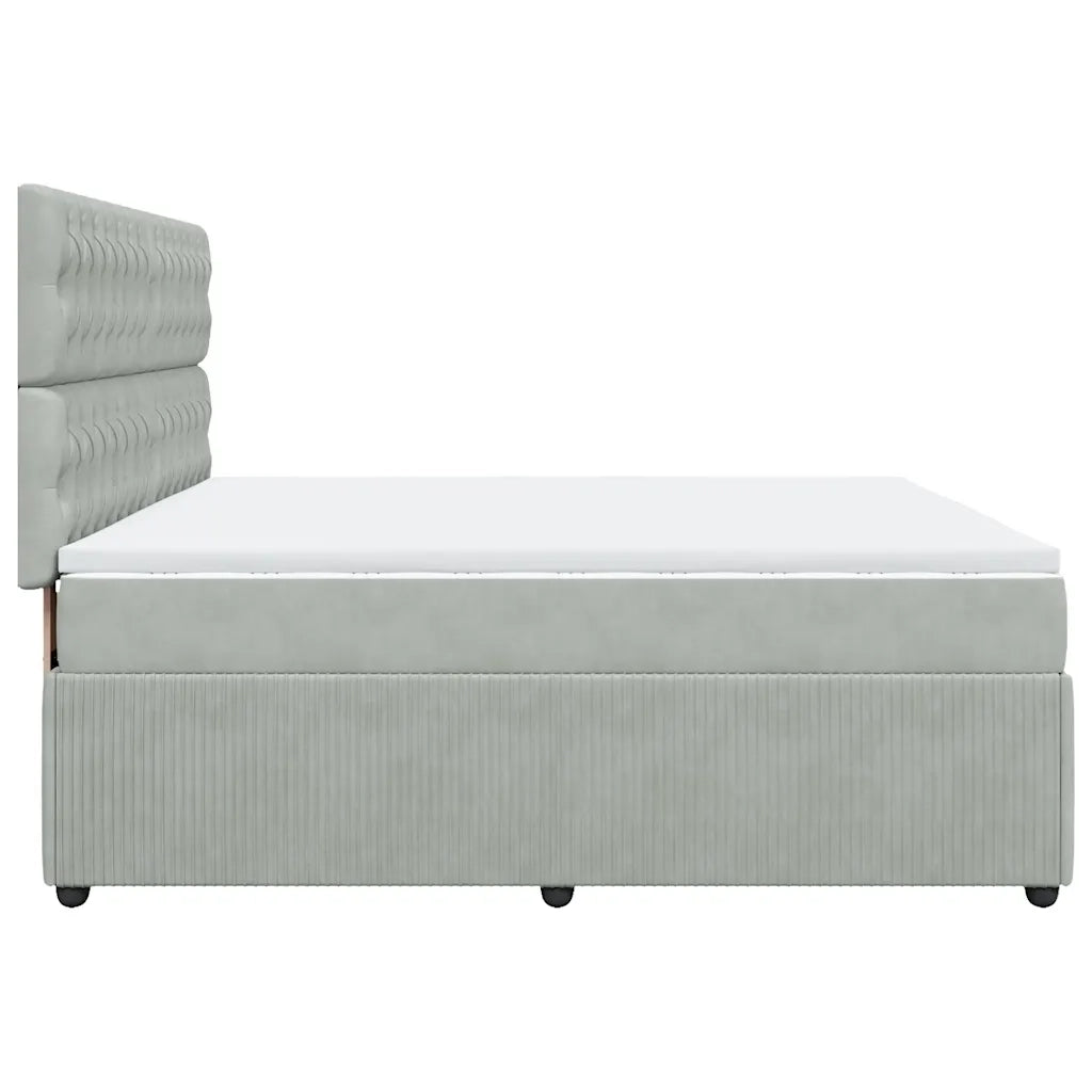 Giroletto a Molle con Materasso Grigio Chiaro 180x200cm Velluto