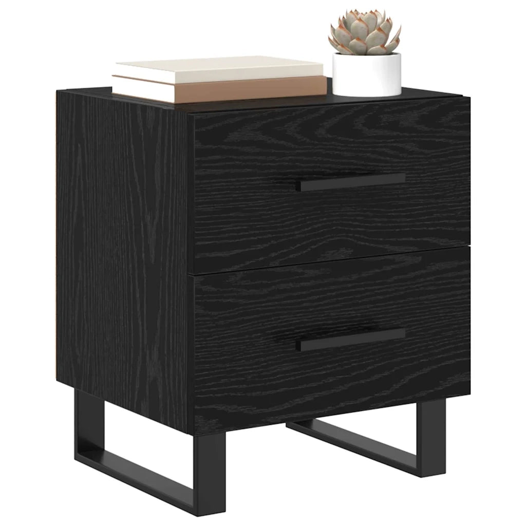 Comodino | Armadio da Notte | Mobiletto da notte con cassetto Rovere Nero 40 x 35 x 47,5 cm