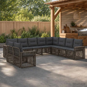 Set Divano da Giardino 10 pz Grigio e Grigio Scuro polyrattan 3435170