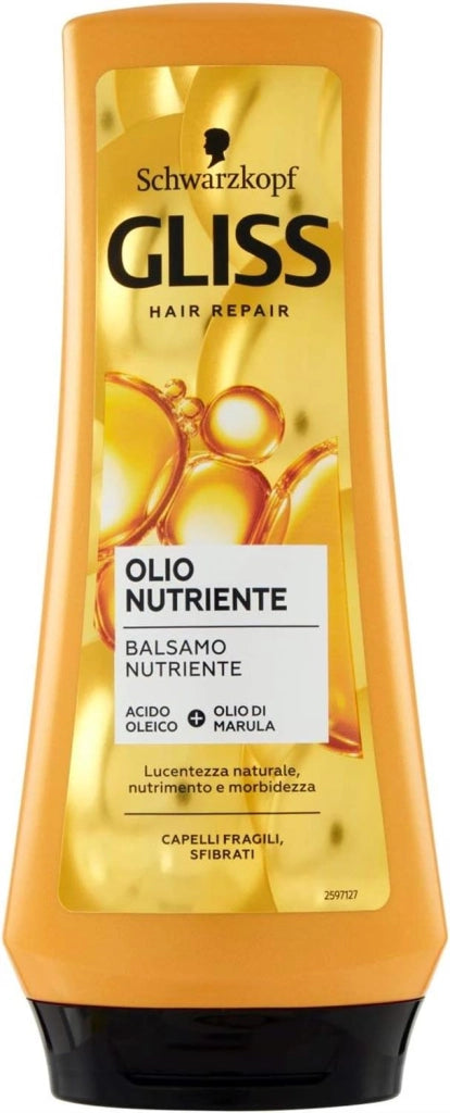 SCHWARZKOPF GLISS OLIO BALSAMO NUTRIENTE 200 ML PER CAPELLI FRAGILI E SFIBRATI