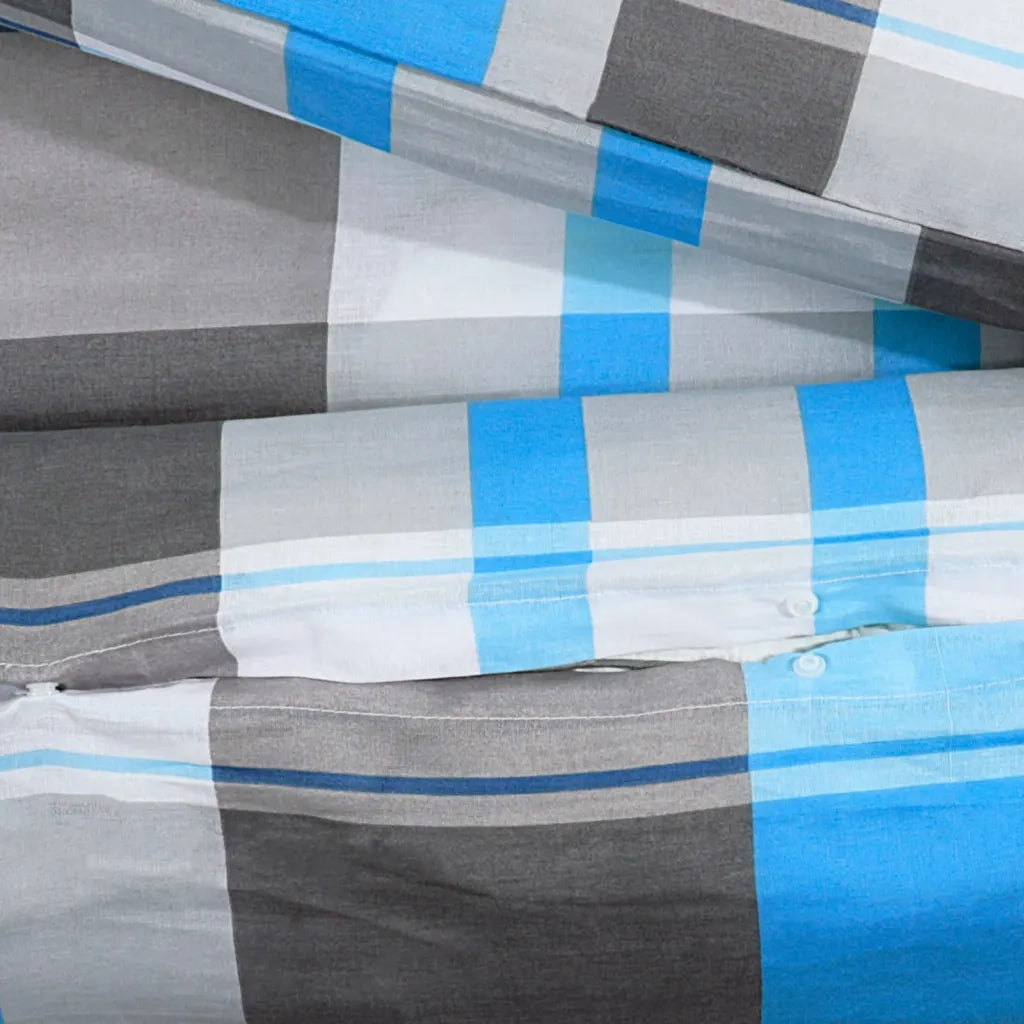 Set Copripiumino Blu e Grigio 140x200 cm in Cotone 136062