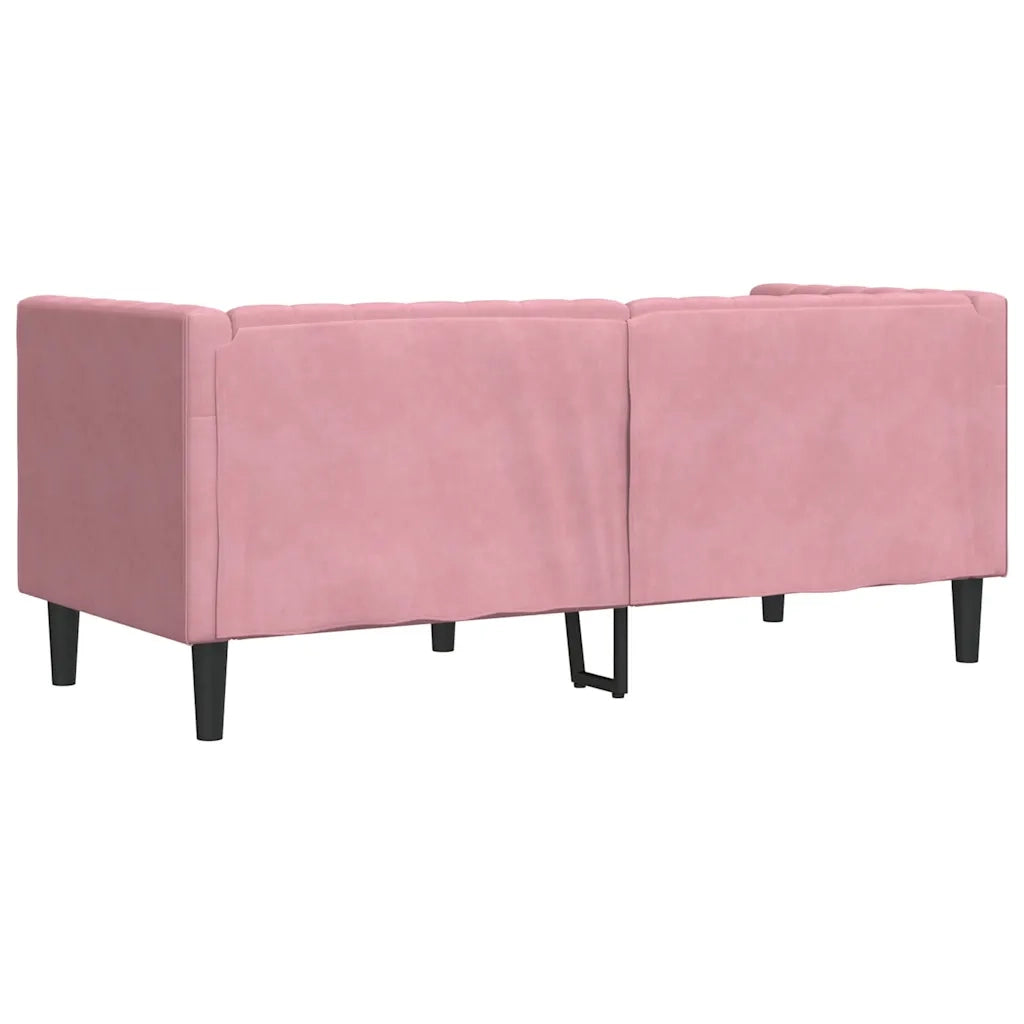 Divano Chesterfield con Rinforzi 2 Posti Rosa in Velluto 372686