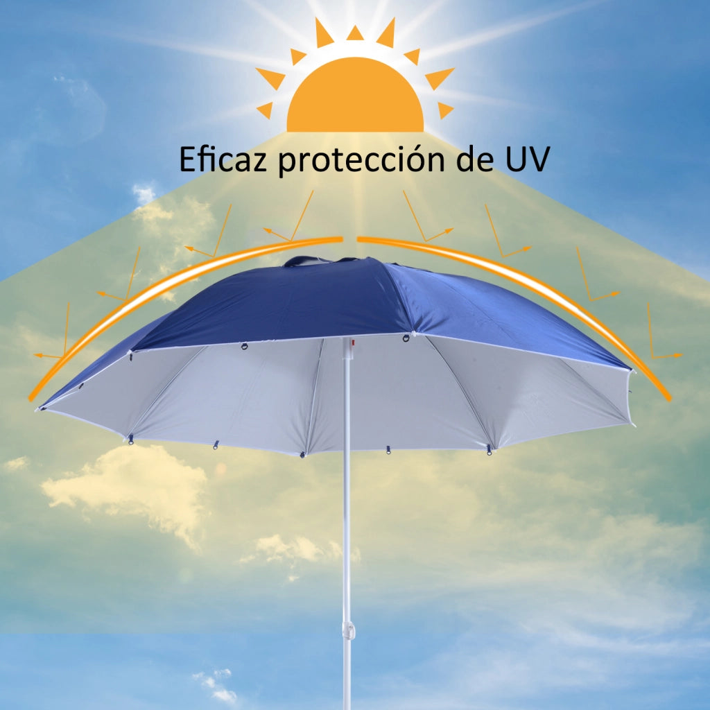 Tenda da sole da spiaggia 2 in 1 ¨C zephmum ¨C 210x222 cm blu