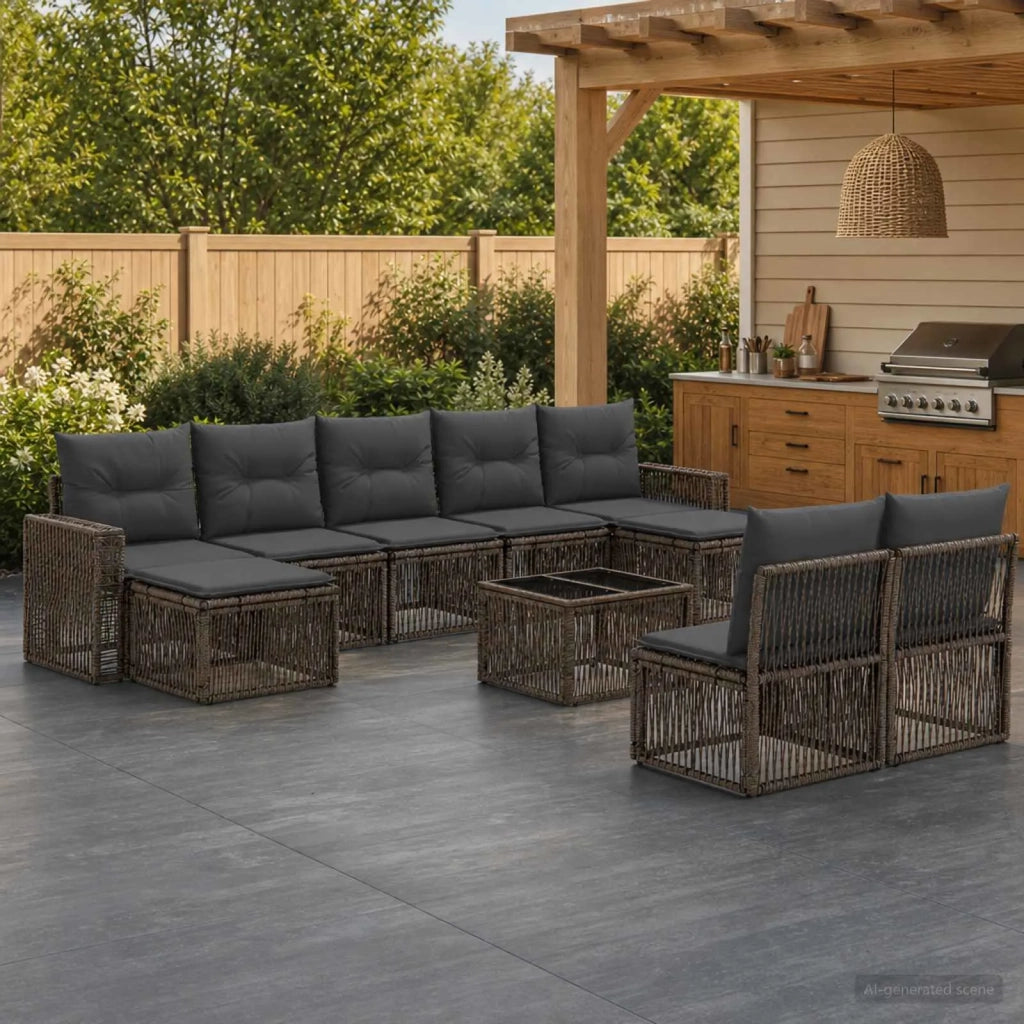 Set Divano da Giardino 10 pz Grigio e Grigio Scuro polyrattan 3435242