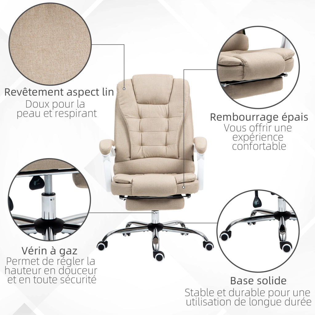 Poltrona da ufficio reclinabile con poggiapiedi e braccioli ¨C zephmum ¨C beige