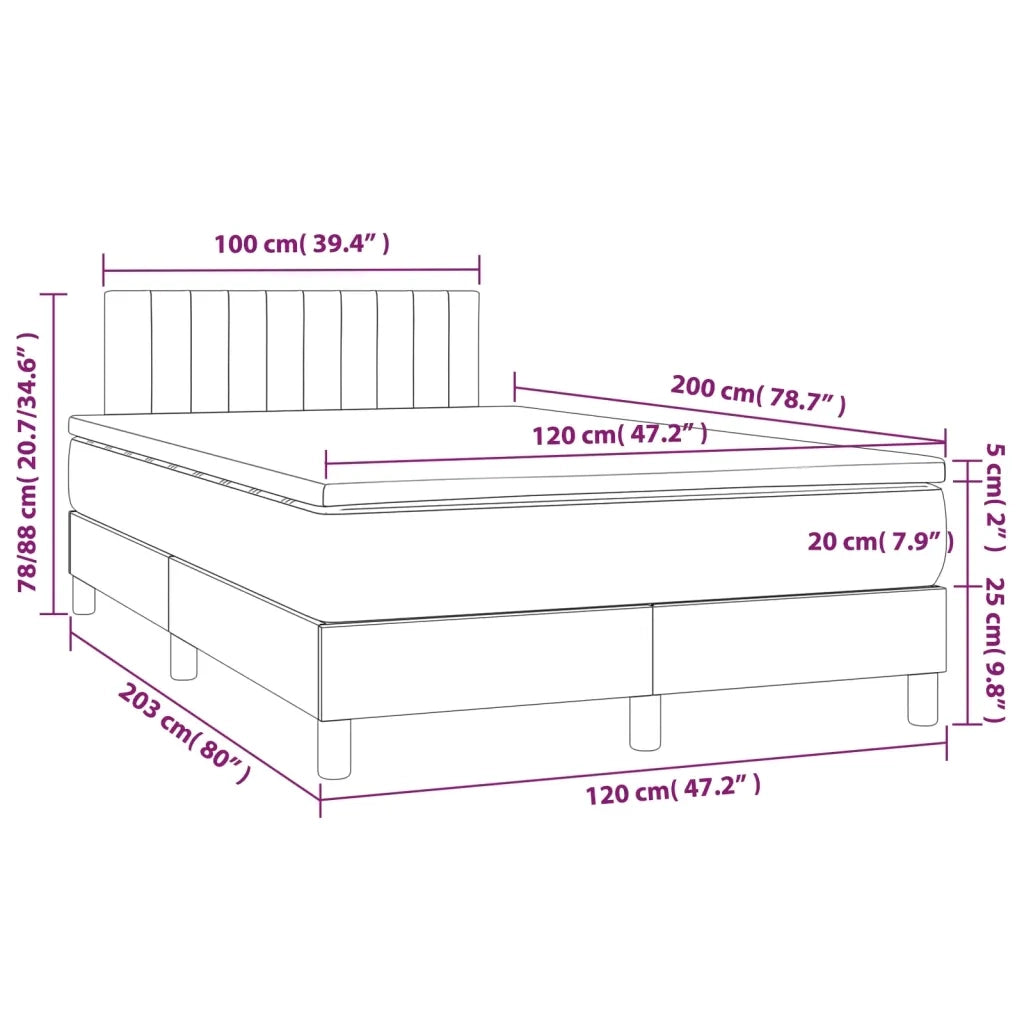 Giroletto a Molle con Materasso Grigio Chiaro 120x200cm Tessuto 3140201