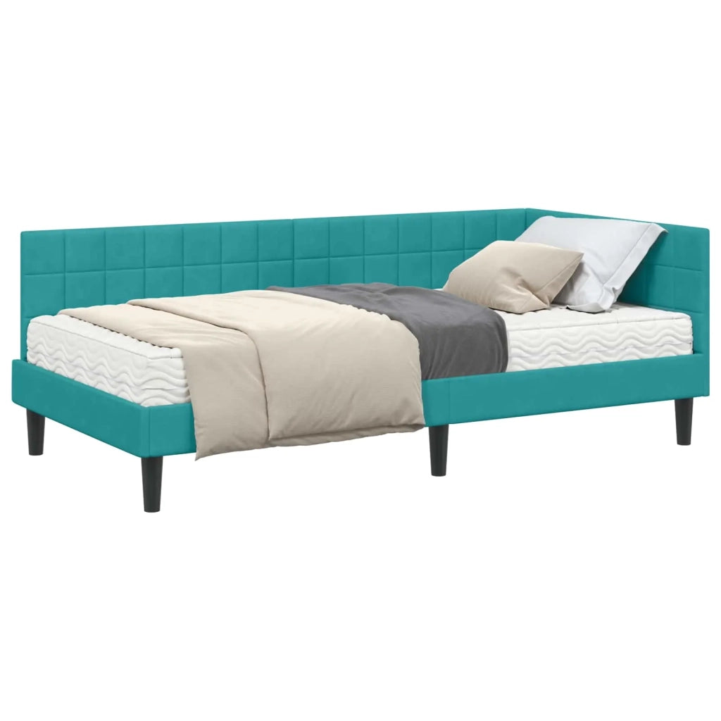 Struttura Letto Angolare con Materasso Turchese 90 x 190 cm 3393976