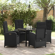 Set da Pranzo per Giardino con cuscino 5 pcs Nero polyrattan