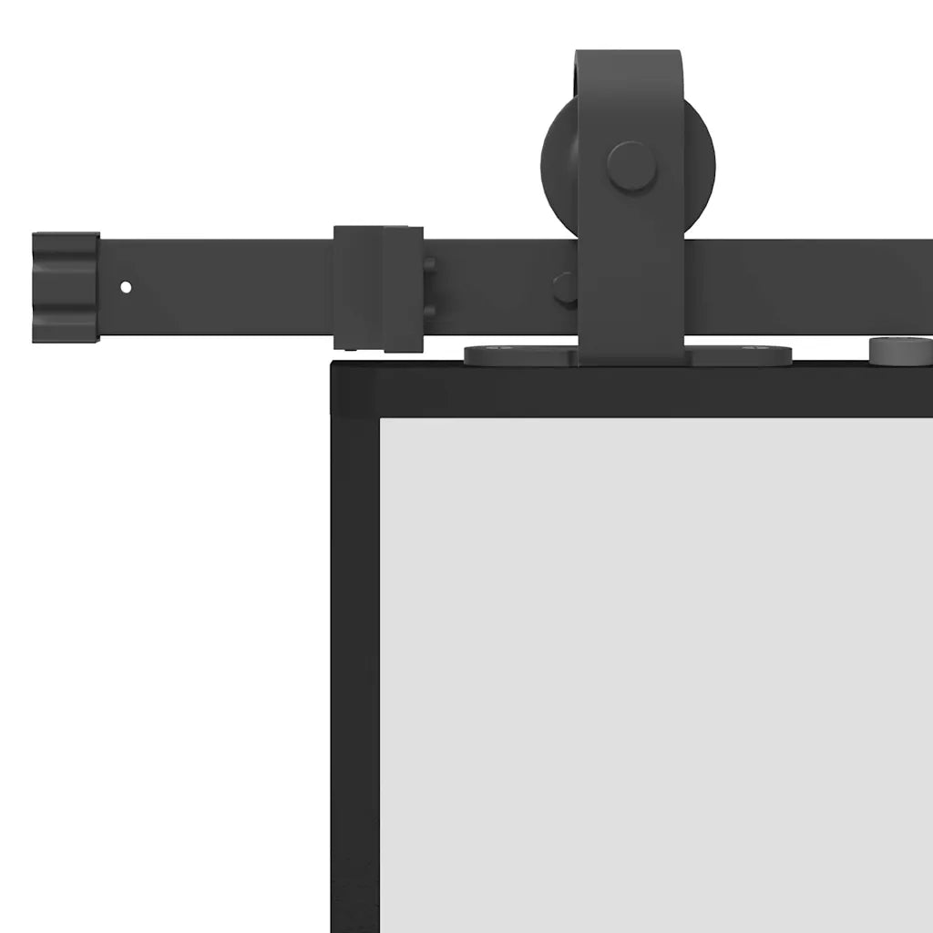 Porta Scorrevole Set Ferramenta Nera 76x205 cm Vetro Temperato 3375874
