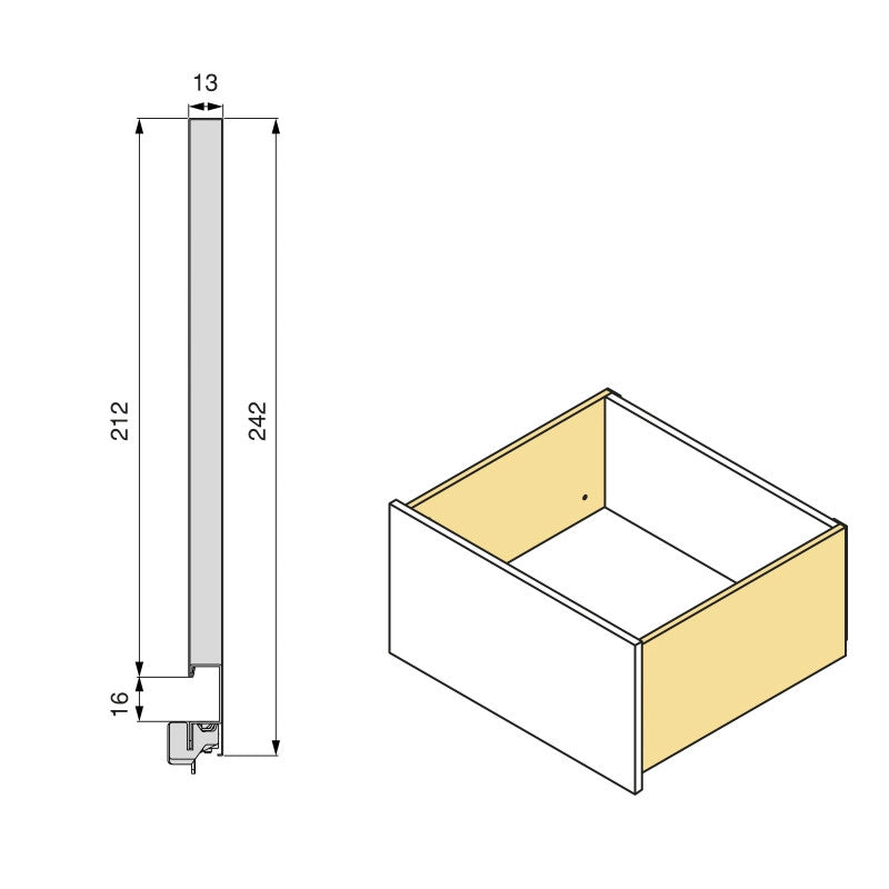 Cassetto esterno Vertex 60kg, altezza 242 mm, profondità 500 mm, Acciaio, Verniciato bianco