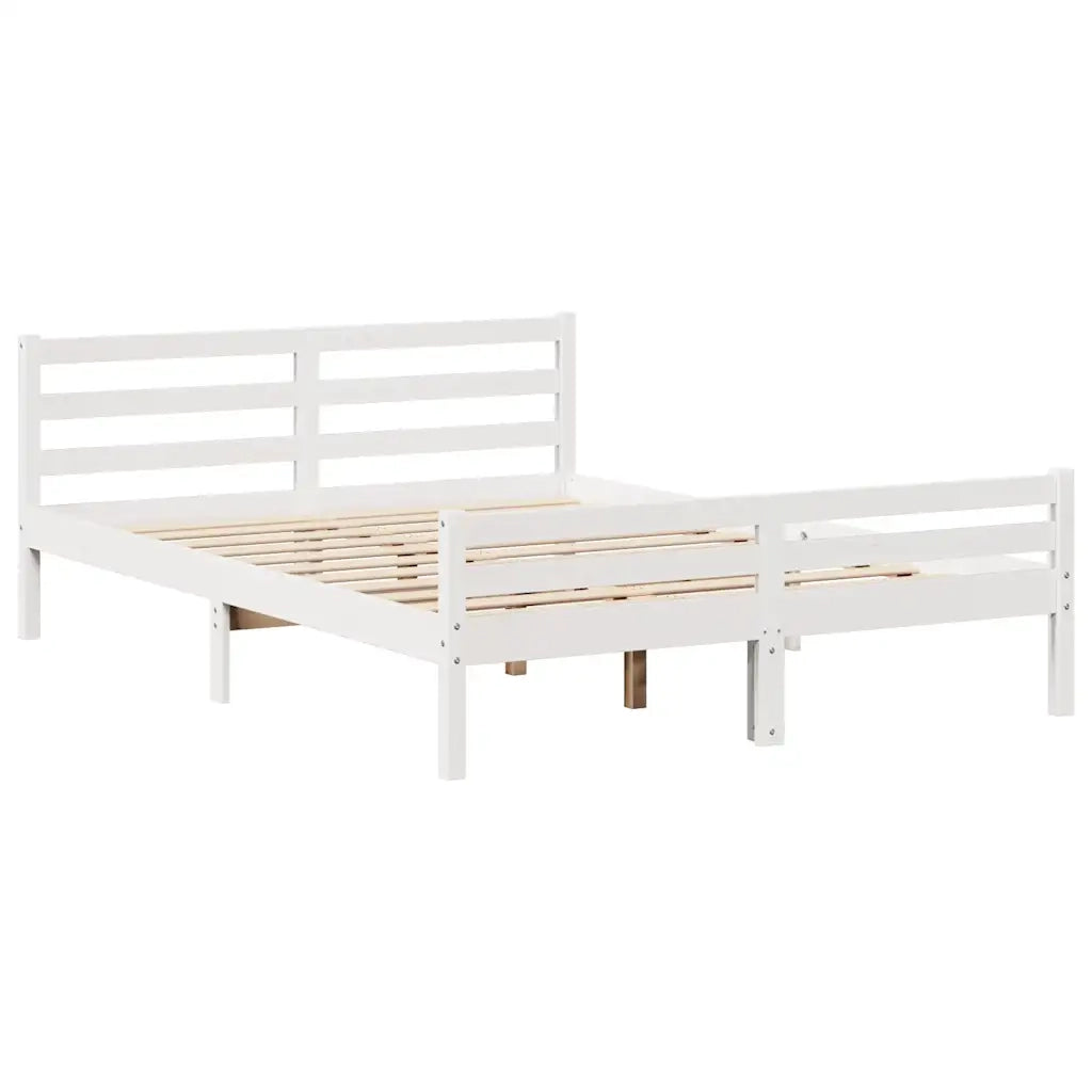 Letto senza Materasso-Struttura Letto Bianco 150x200 cm Legno Massello di Pino 960018