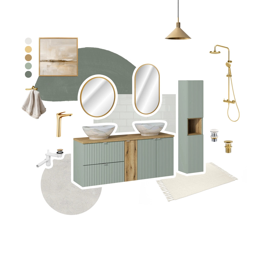 Set mobili bagno 50 cm con piano Line Reed Green 50 cm