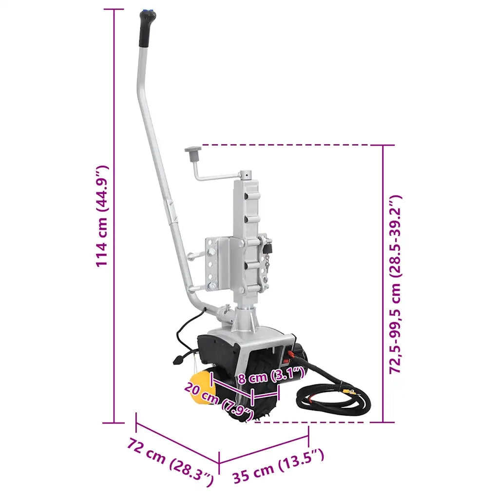 Ruota per Cric per Rimorchio 12 V 550 W in Alluminio