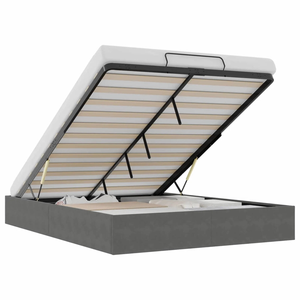 Letto ottomano Grigio Scuro 153 x 203 cm Velluto 3403075