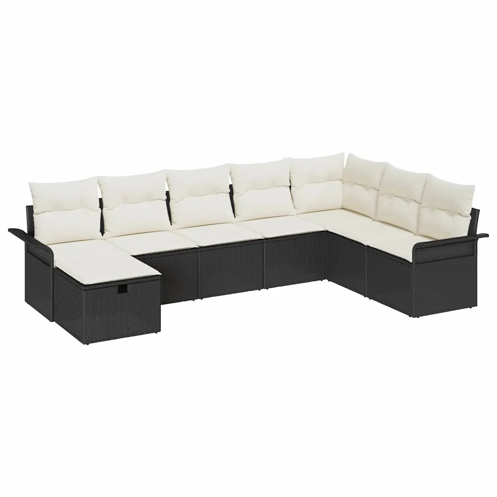 Set Divano da Giardino con cuscino 8 pcs Nero Poly Rattan 3360258