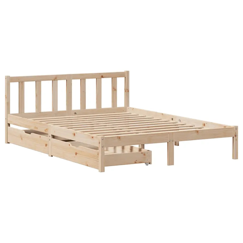 Letto senza Materasso-Struttura Letto 135x190 cm in Legno Massello di Pino 507548