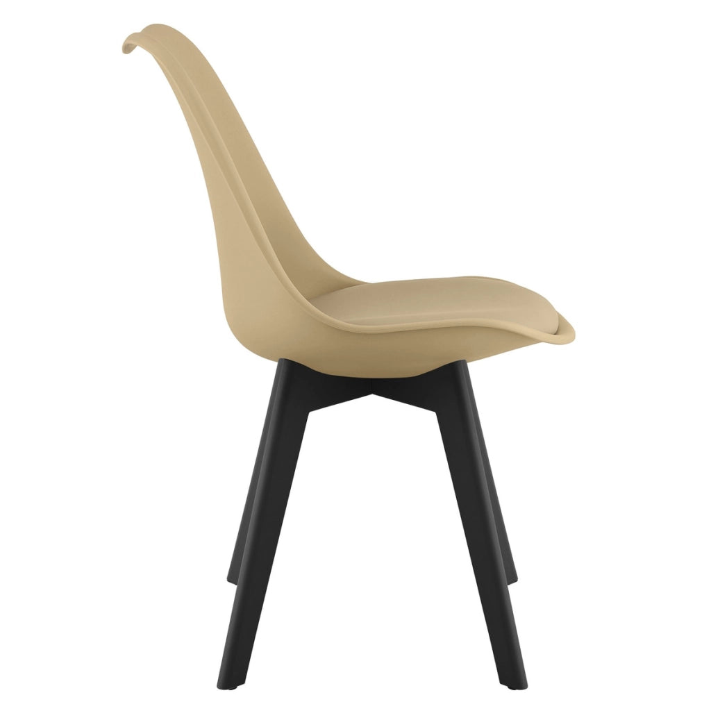 Sedia Mark con cuscino in ecopelle beige scuro