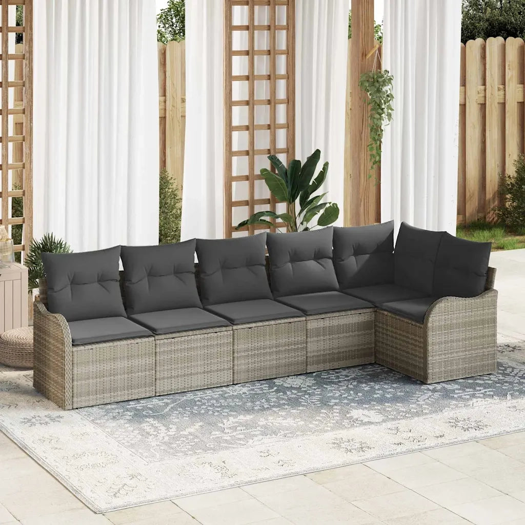 Set Divano da Giardino 6 pcs Grigio chiaro polyrattan 3354391
